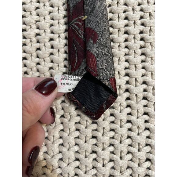 Oscar De La Renta Vintage Mens Neck Tie grey with floral pattern silk blend - Picture 5 of 5